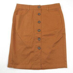 LOFT Outlet Petite Orange Rust Skirt Women's Size 2P Button Down